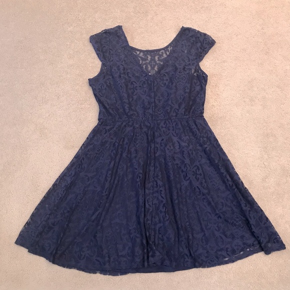 Maurices Navy Blue Lace Dress NEW Size XL 16 18 Fit Flare Party Dress Gift - Picture 3 of 15